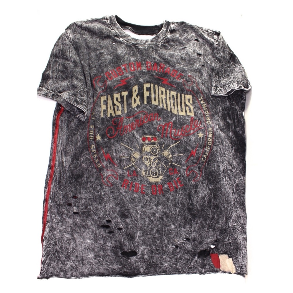 Affliction NWOT Fast & Furious Distressed Tee L